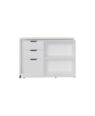 Lamont Rotable Desk 31.7" H, 1 Door, 2 Drawers, 2 Shelves, 2 Wheels