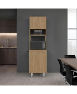Fingal Kitchen Pantry with Microwave Space, Four Shelves and Closed Storage