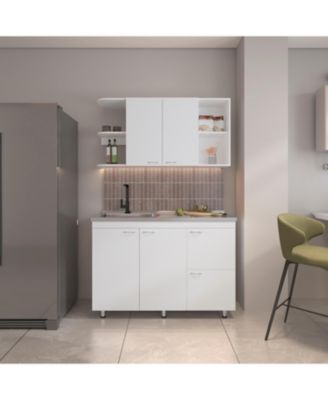 Byron Kitchen Cabinet Set, 6 Doors, 9 Shelves