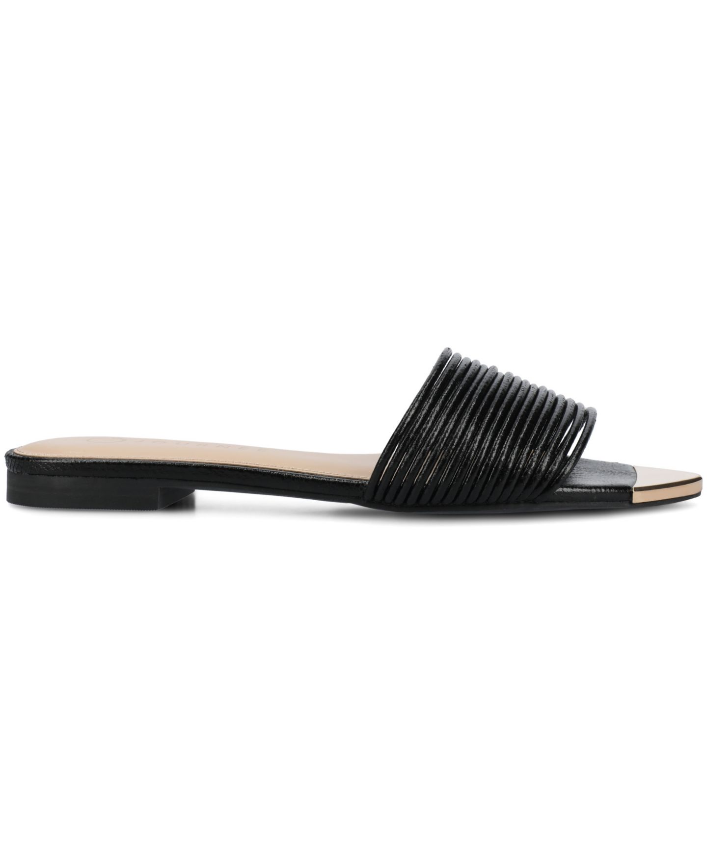 Женские сандалии Journee Collection Feather Pointed Toe Slide Flat, цвет: Чёрный — фото 2