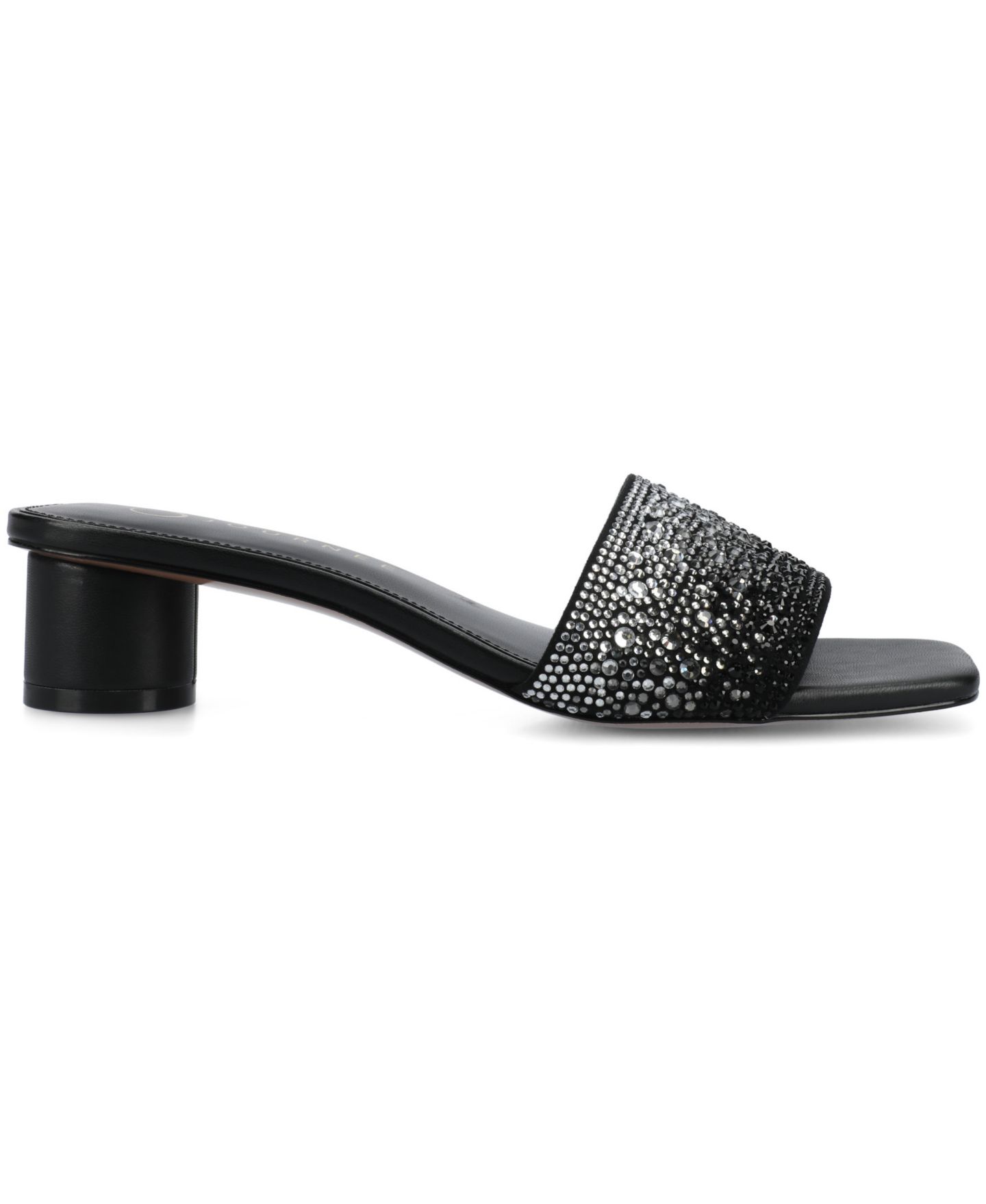 Женские сандалии Journee Collection Flora Embellished Block Heel Slide Dress Sandals, цвет: Чёрный — фото 2