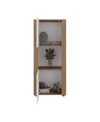 Hyder Bookcase with Upper and Lower Doors, Open Center Shelf and Vertical Design