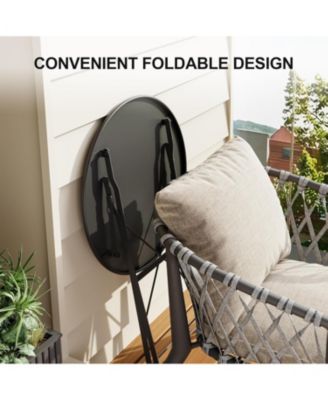 3-Piece Folding Bistro Set, 2 Chairs and 1 Table, Weather-Resistant Outdoor/Indoor Conversation Set