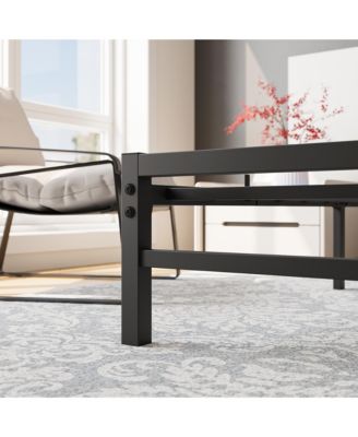 Platform Bed Rustic Wood Headboard Metal Slats Storage