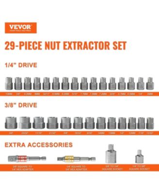 Bolt Extractor Set, 29-Piece Bolt And Nut Remover Set, 6mm To 10mm, , CR-MO Steel Extraction Socket Set With Storage Case
