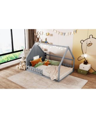 Full Size Wood House Bed Window Fence