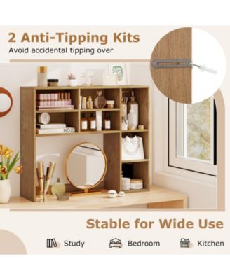 Desktop Bookshelf with 7 Open Cubbies and 3 Adjustable Shelves