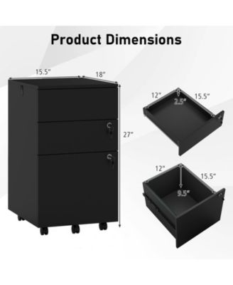 3 Drawer Filing Cabinet Locking Pedestal Desk
