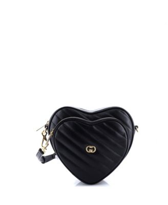 Mini Interlocking G Heart Shoulder Bag Diagonal Quilted Leather