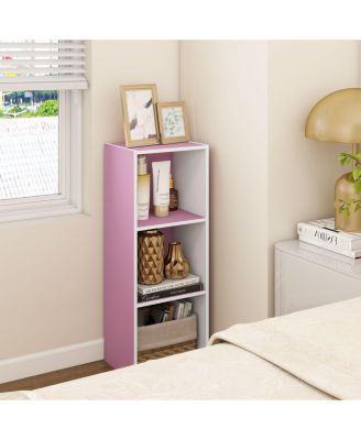 3 Cube Decorative Bookshelf Open Bookcase Toy Storage Organizer Horizontal Vertical, Pink