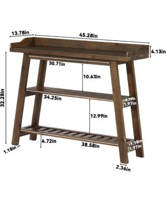 Solid Wood Entryway Table, 45" Narrow Console Table, 3-Tier Farmhouse Behind Couch Sofa Table