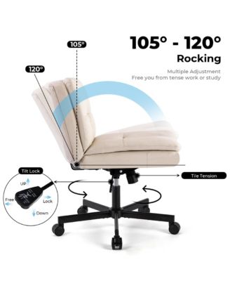 360° Swivel Home Office Desk Chair - Double-Layer Foam Cushion, Height Adjustable, 105°-120° Tilt, Metal Base for Study Room