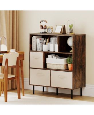 6 Cube Storage Organizer Shelf with Removable Fabric Drawers