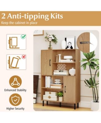 Freestanding 47 Inch Cabinet with 2 Doors and 4 Open Shelves