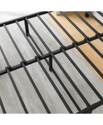 Platform Bed Rustic Wood Headboard Metal Slats Storage