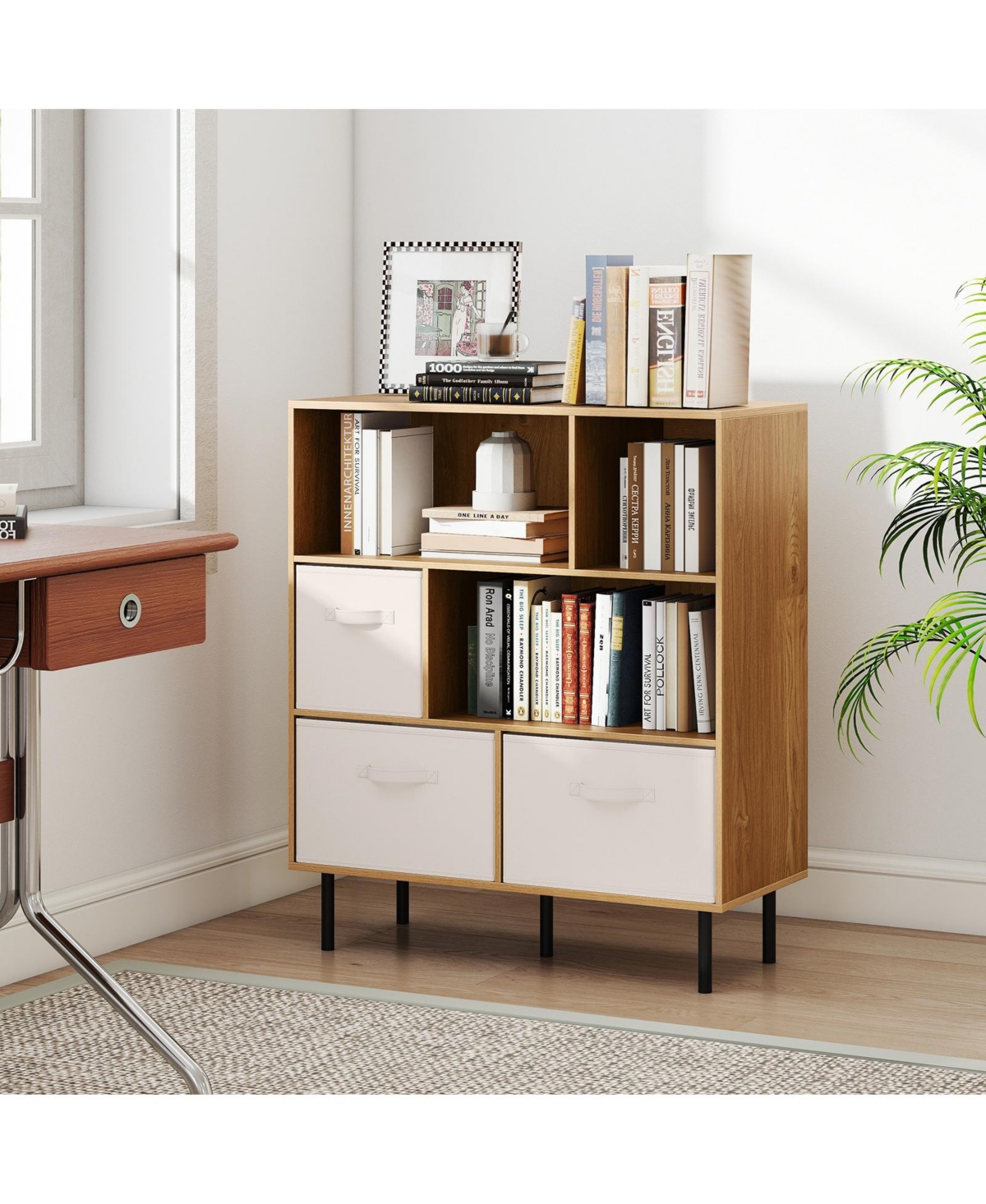 Slickblue 6 Cube Storage Organizer Shelf with Removable Fabric Drawers