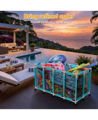 274 Gallon Pool Float Storage Bin Blue Cover Replacement Rolling Raft Noodles Cart Organizer
