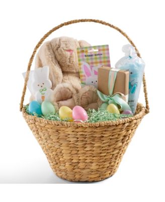 Easter Basket, Large Woven Easter Basket for Kids w/ Collapsible Handle, Tapered Shape