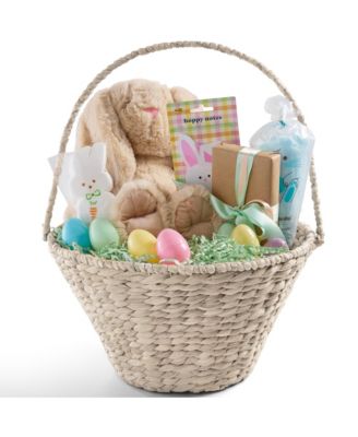 Easter Basket, Large Woven Easter Basket for Kids w/ Collapsible Handle, Tapered Shape