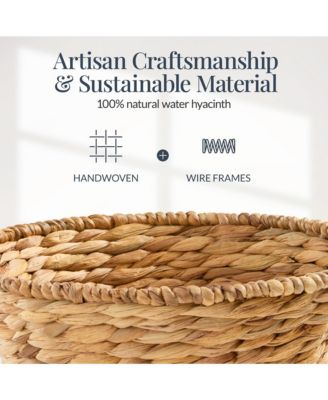 Easter Basket, Small Woven Easter Basket for Kids w/ Collapsible Handle, Tapered Shape