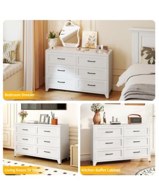 6 Drawer Dresser for Bedroom - Modern Metal Storage Chest with Smooth-Glide Drawers and Adjustable Leveling Feet for Hallway, Entryway