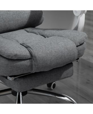 Executive Office Chair with Footrest Linen-Fabric Computer Chair Adjustable