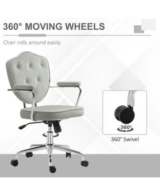 Cute Home Office Chair with Button Tufted Velvet-Feel Fabric