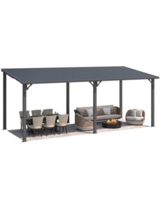 20' x 8' Hardtop Gazebo Outdoor Pergola Lean to Metal Pergolas