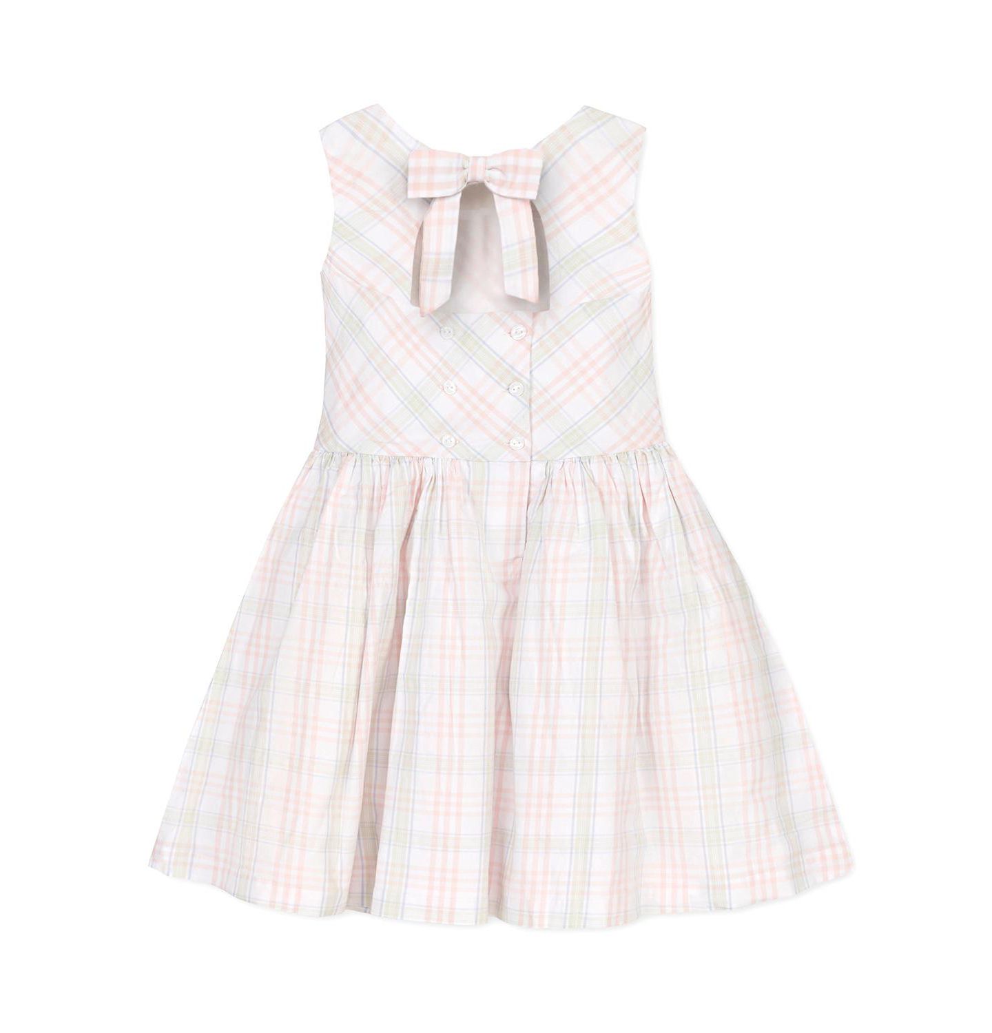 Платье Hope & Henry Organic Stretch Poplin Button Back Party Dress для девочек-малышей, цвет: Клетчатый — фото 3