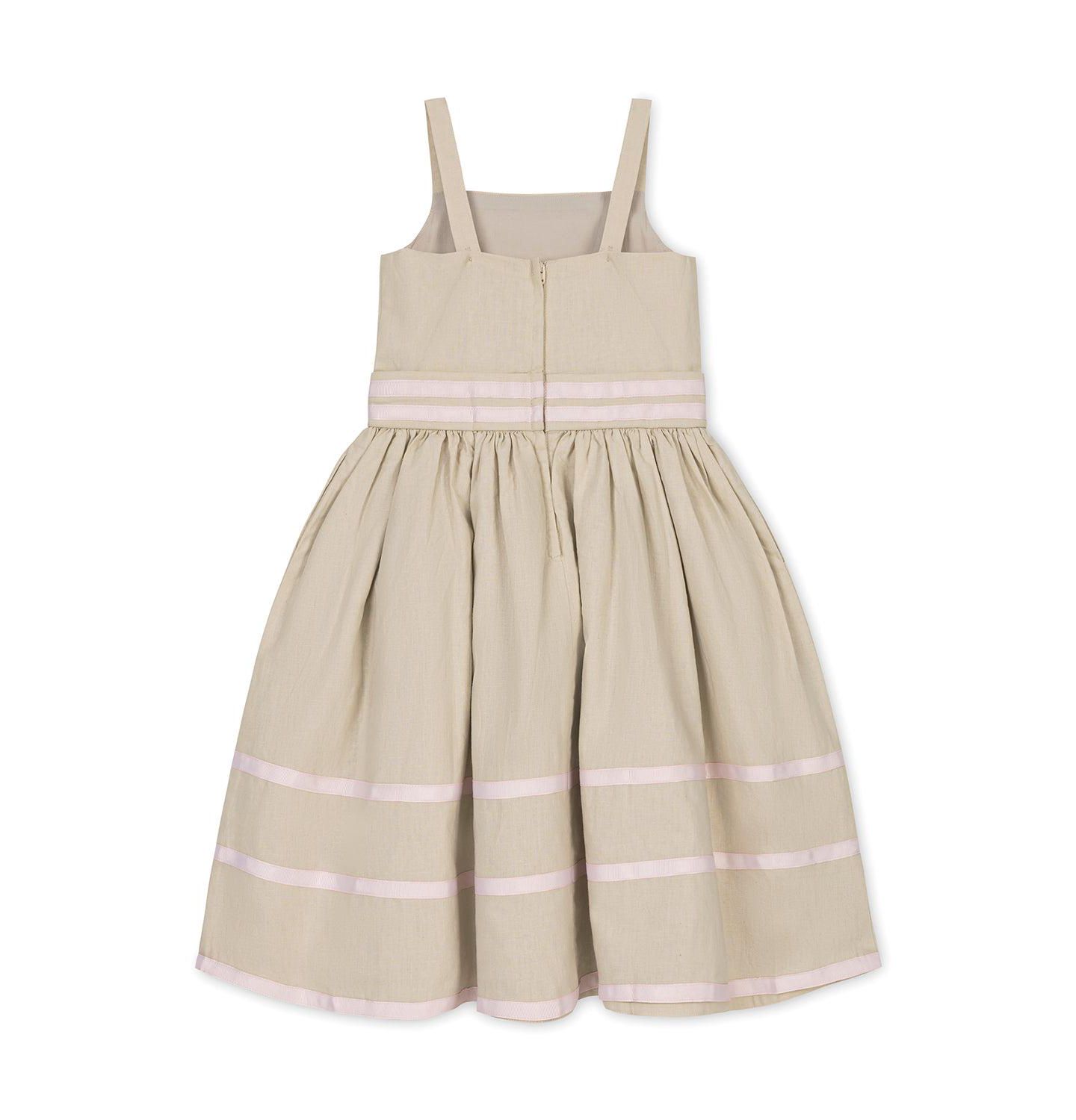 Платье Hope & Henry Linen Cami Rosette Dress для девочек-малышей, цвет: Светлый бежевый — фото 5