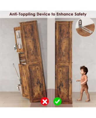 Tall Bathroom Cabinet, Storage Cabinet with Door and Drawer, Adjustable Shelf, Storage Freestanding for Laundry Room, Kitchen