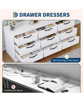 9 Drawer Dresser TV Stand with Mount for 32-85 in TVs, Modern Entertainment Center with Drawers, Media Console Table for Bedroom Living