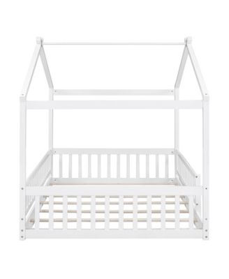 Full Size Wood House Bed Fence