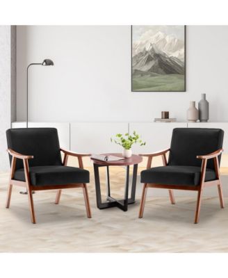 Modern PU Chair with Solid Wood Frame, Accent Chair Extra-Thick Backrest, Wingback Chair.
