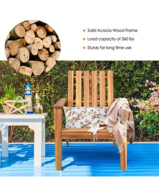 Set of 2 Outdoor Wooden Adirondack Chair Patio Lounge Chair w/ Armrest