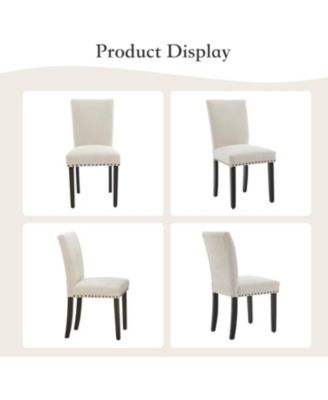Parsons Dining Chairs Set of 6, Upholstered Fabric Chairs with Nailhead Trim.