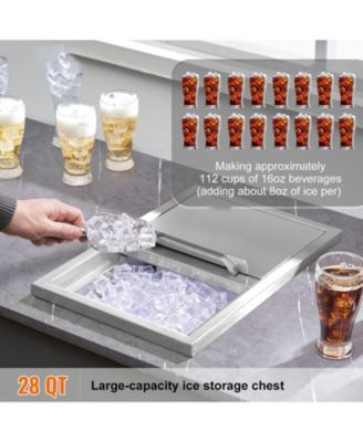 18 x 12 x 14.5 Inch Drop-In Stainless Steel Ice Chest, 40.9 Qt with Sliding Lid