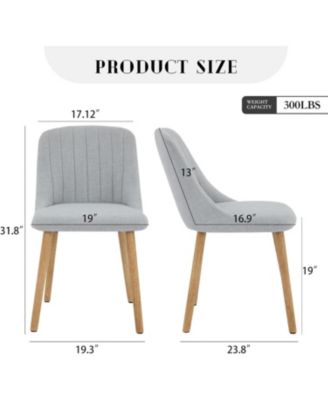 Dining Chairs Set of 4, Upholstered Fabric Chairs with Curved Back & Oak Legs