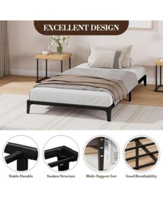 6" Twin Metal Bed Frame, Heavy Duty with 600 LBS Capacity, Steel Slats, No Box Spring, Noise Free, Sturdy.