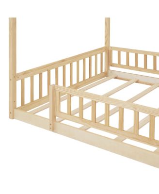 Full Size Wood House Bed Fence