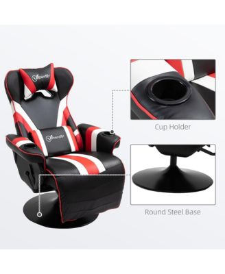 Gaming Chair with Lumbar Support, Footrest, and Cup Holder