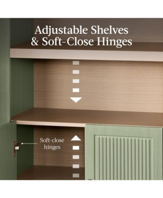 72in Tall Arched 5-Tier Bookshelf Storage Cabinet w/ Adjustable Shelves