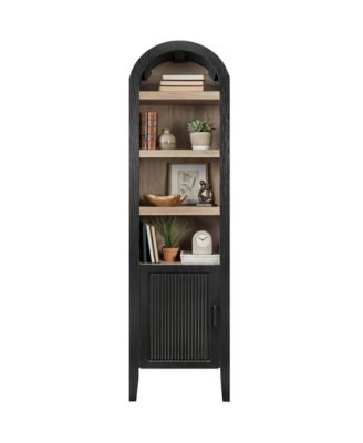 72" Tall Narrow Storage Cabinet w/ Adjustable Shelves, 4-Tier Modern Arched Bookcase