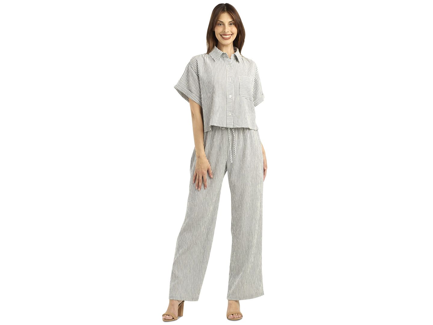 Женский топ BCX Pucker Stripe Button-Front, цвет: Color 3 — фото 2