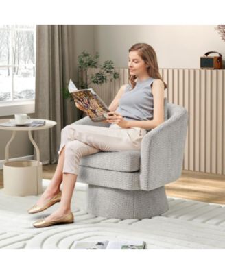 360degree(s)Swivel Accent Chair with Arms,Round Chenille Fabric and Soft Cushion Chair for Living Room Bedroom Reading