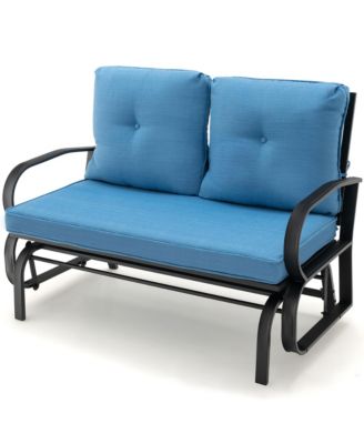 2-Person Outdoor Patio Glider Bench Swing Seat Bench w/ Seat and Back Cushions Brick