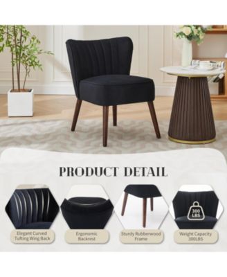 Modern Velvet Accent Chair with Wood Legs