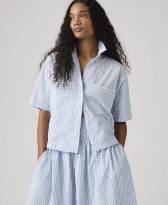 Women's Novelty Harlie Short-Sleeve Cotton Cropped Shirt