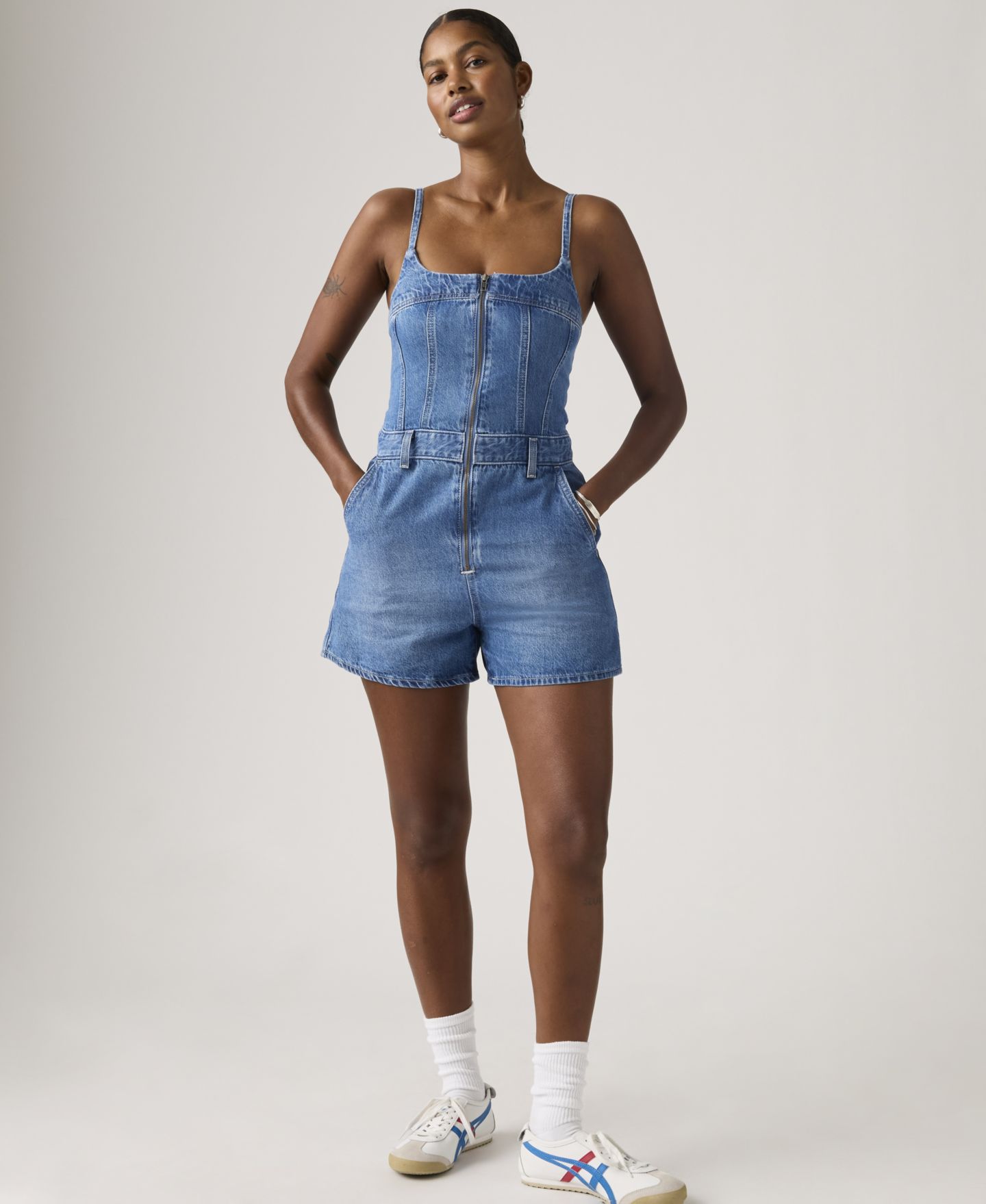Женский комбинезон Levi's Jadine Square Neck Front-Zip Cotton Romper, цвет: Vintage Vibe — фото 2
