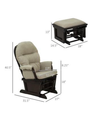 Nursery Glider Rocking Chair with Ottoman and Thick Padded Cushion